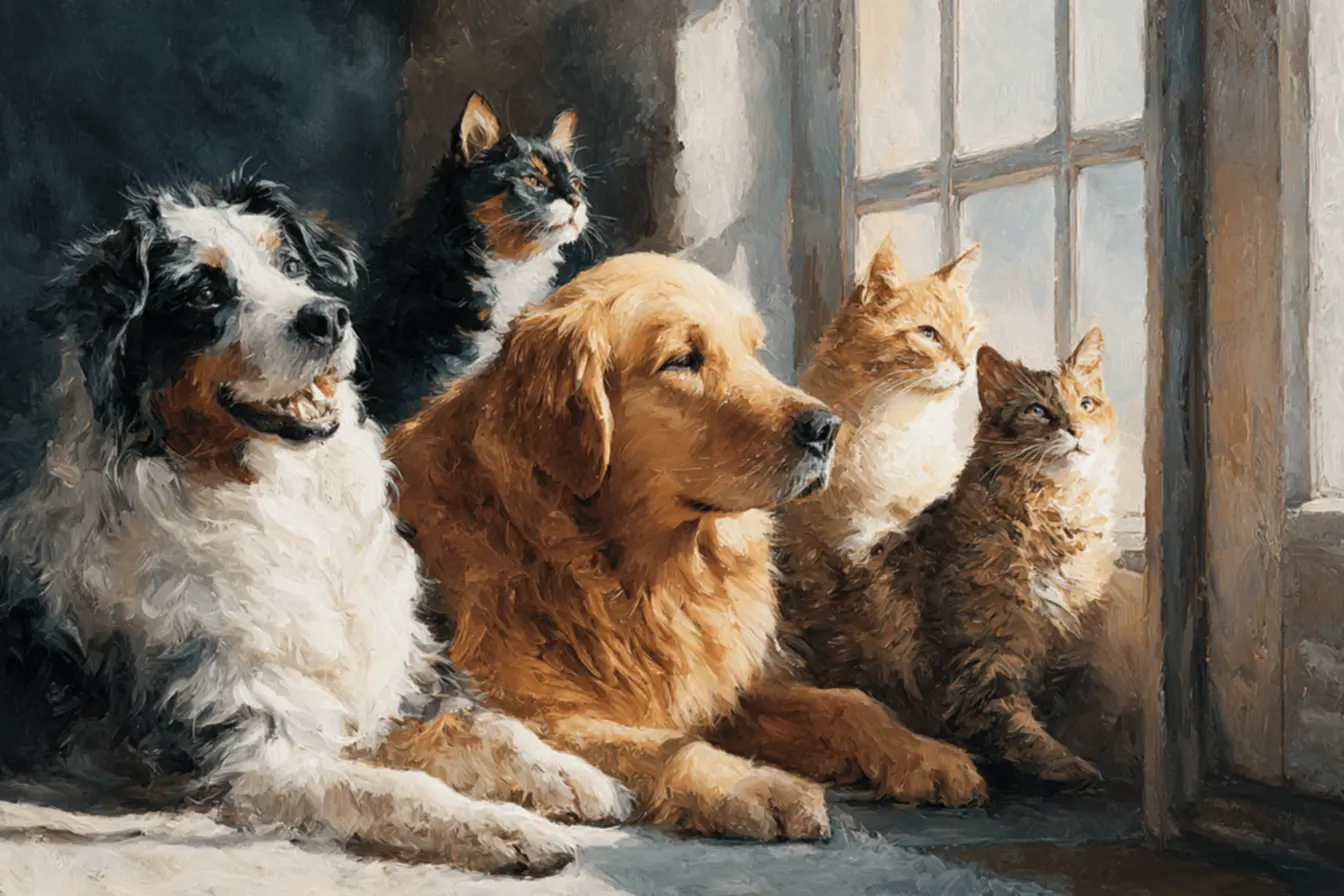 Uma pessoa tem vários pets: alegria e companheirismo