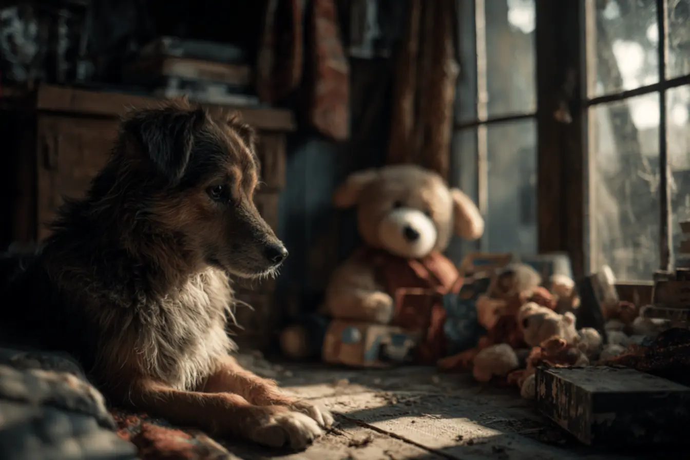 Cachorro triste sozinho, expressão de solidão e saudade.