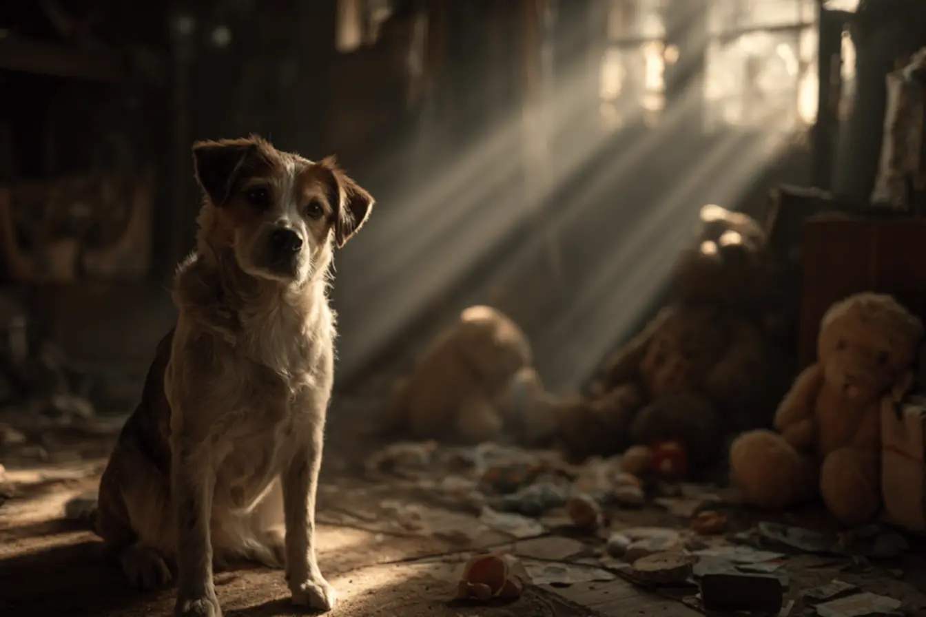 Cachorro recebendo carinho e atenção, superando a tristeza.