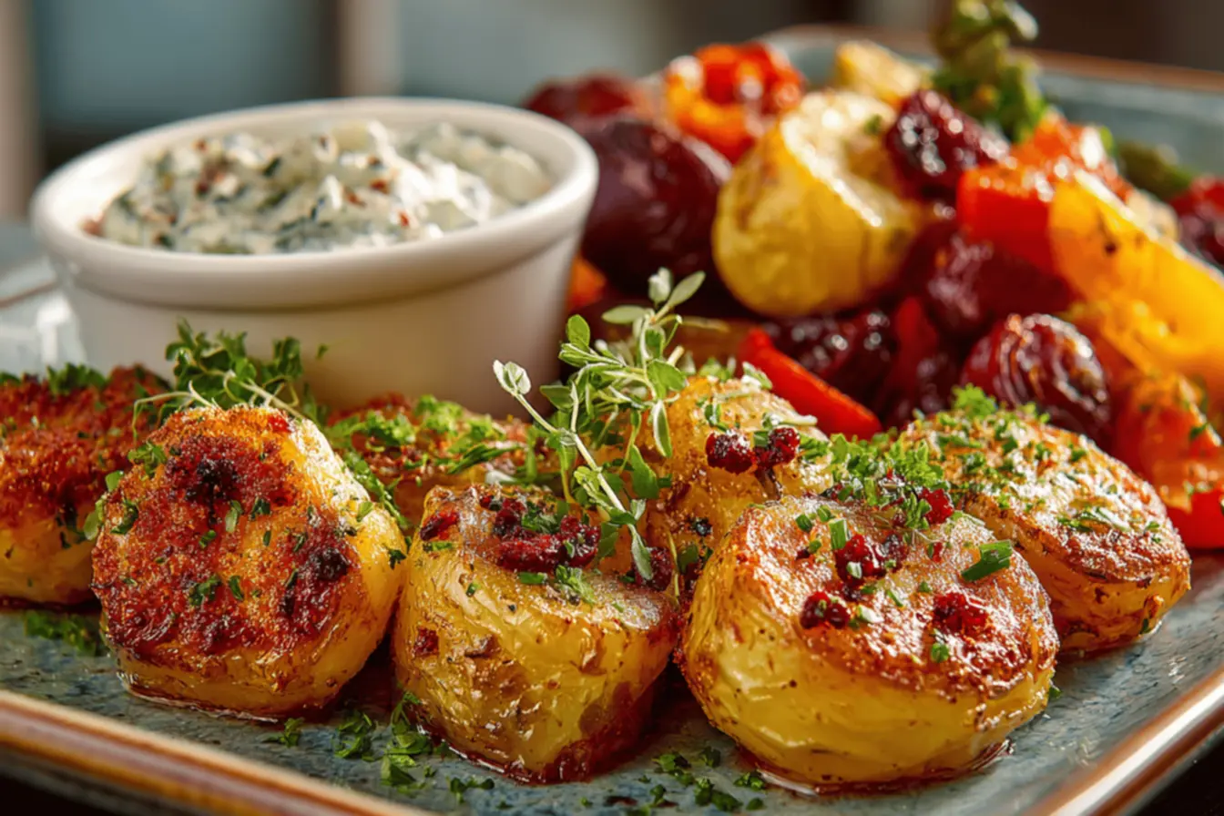 Batatas assadas com alecrim e tomilho, um clássico das receitas com batata fáceis e rápidas