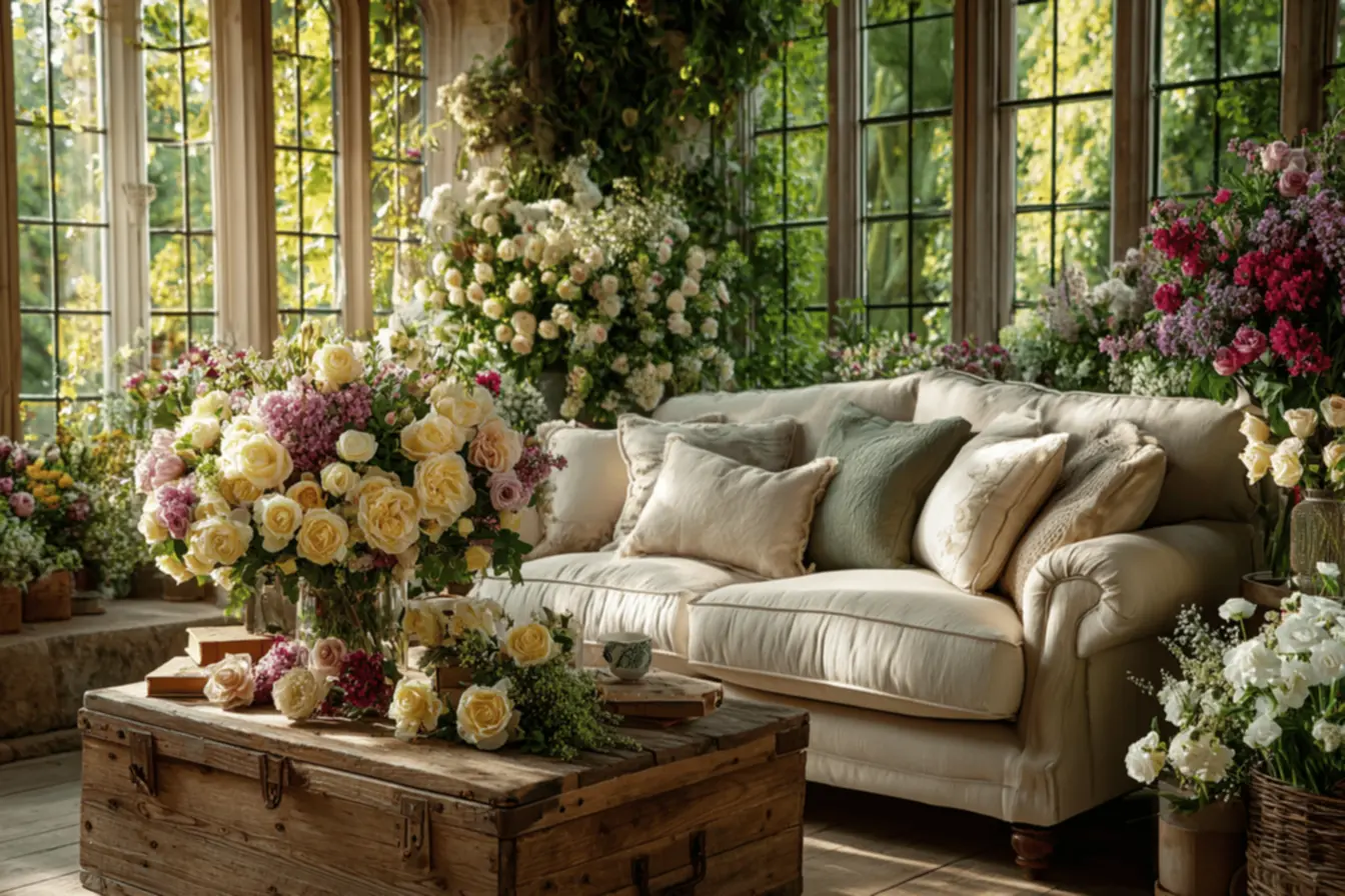 Plantas aromáticas e vasos de flores para o bem-estar da casa