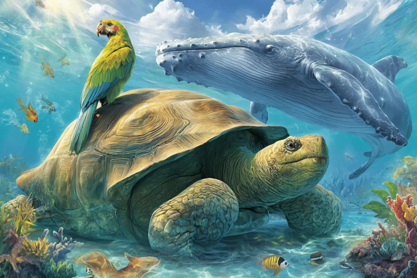Tartaruga-gigante, um dos animais que vivem mais tempo, símbolo de longevidade na natureza.