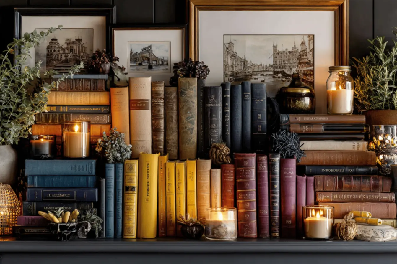 Ambiente de leitura acolhedor para como organizar livros em casa