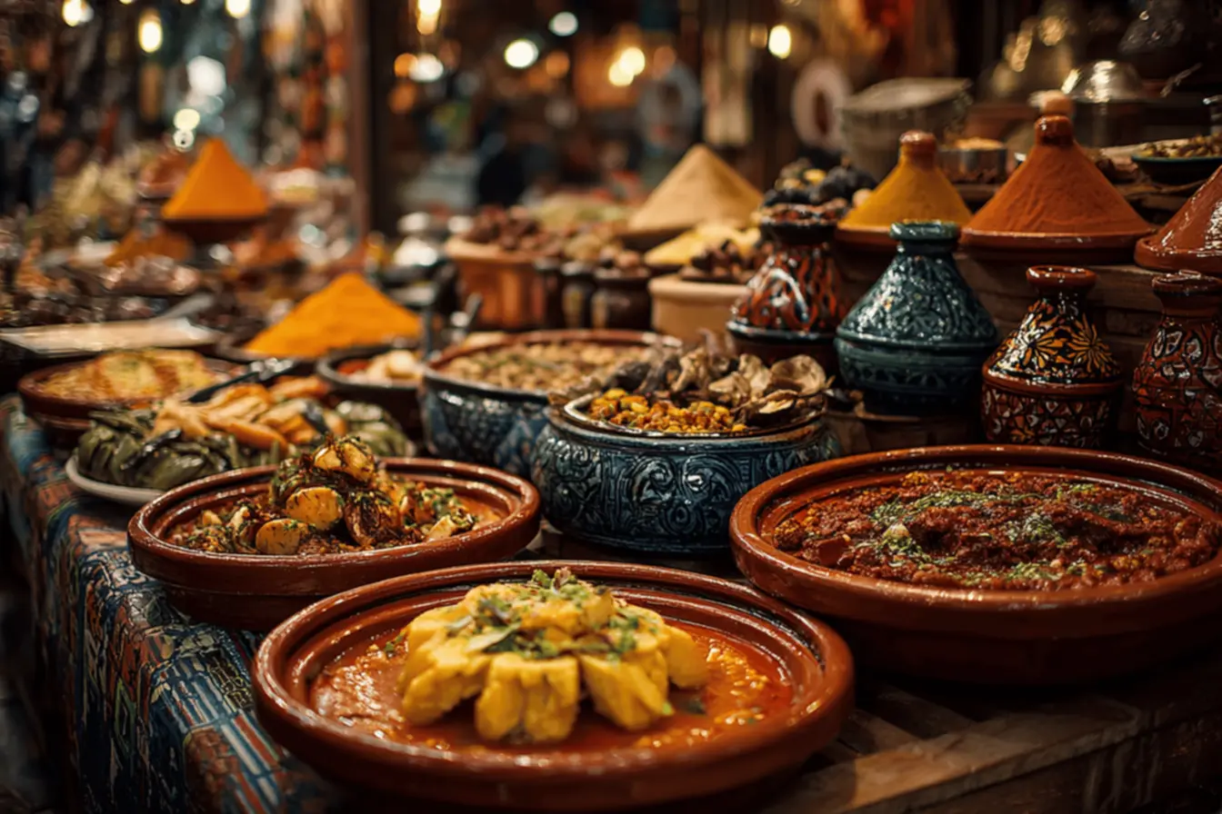 Mesa farta com diversas iguarias exóticas, representando as comidas típicas que surpreendem turistas e exploradores culinários.