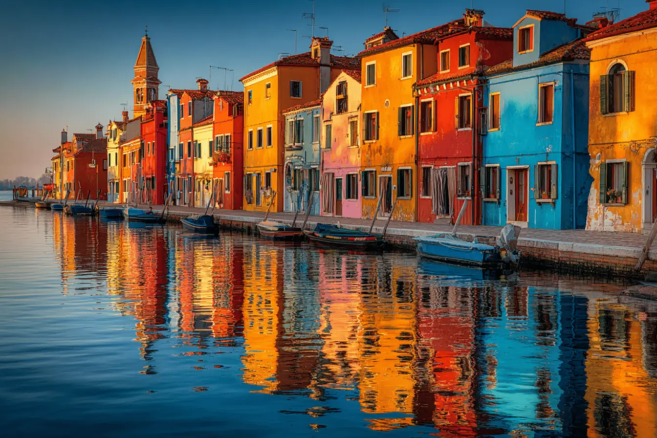 Casinhas vibrantes de Burano, um dos destinos mais pitorescos da Itália