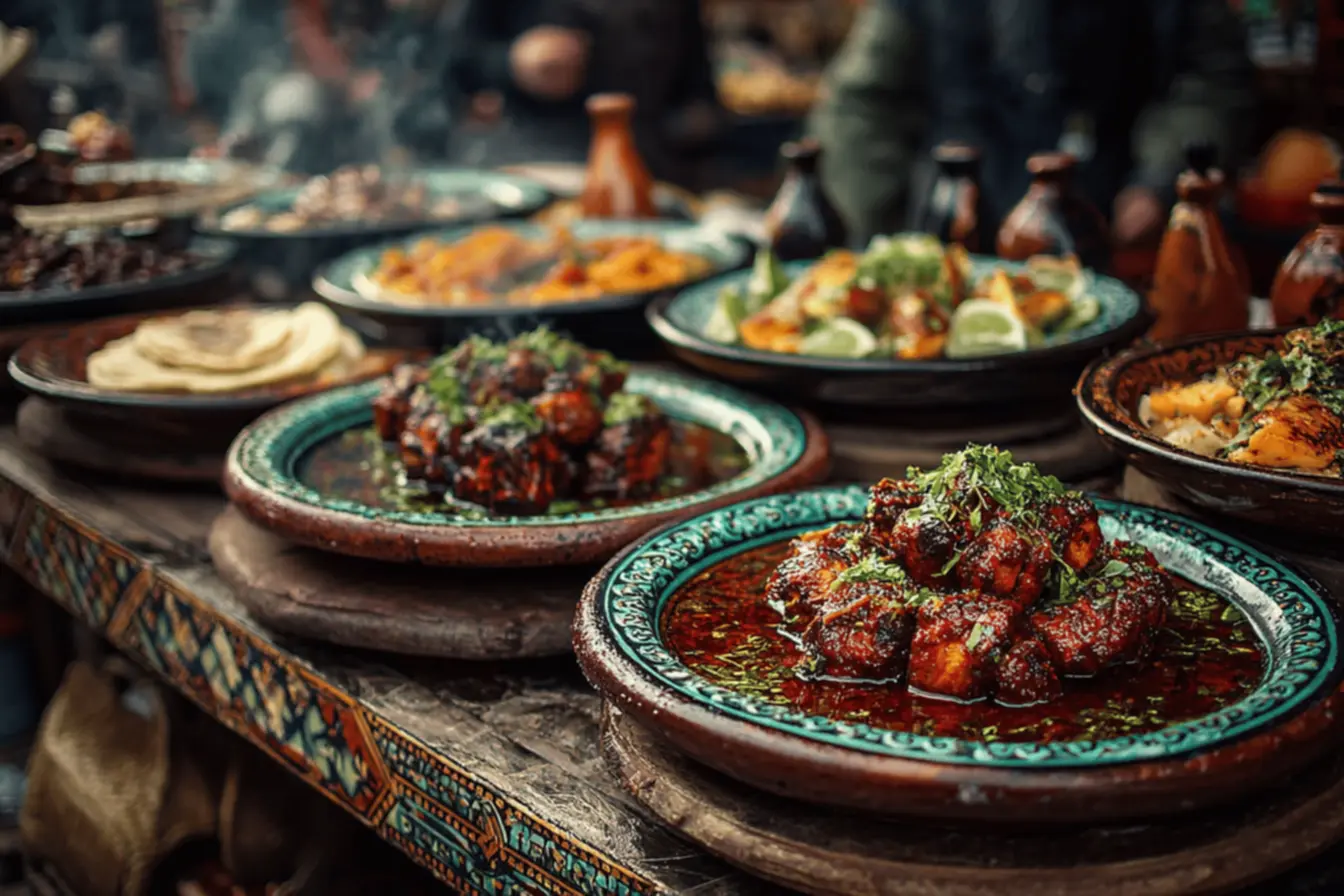 Detalhe de um prato exótico como o Hákarl islandês, um desafio gastronômico para paladares aventureiros.