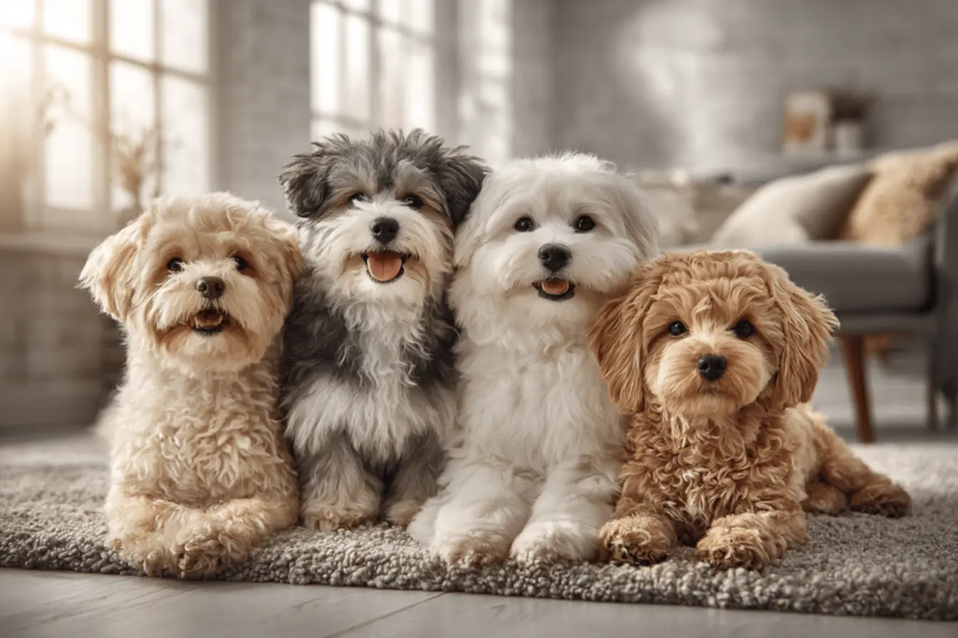 Cãozinho de pelagem clara e densa, exemplo de cachorros que não soltam pelo para ambientes limpos.