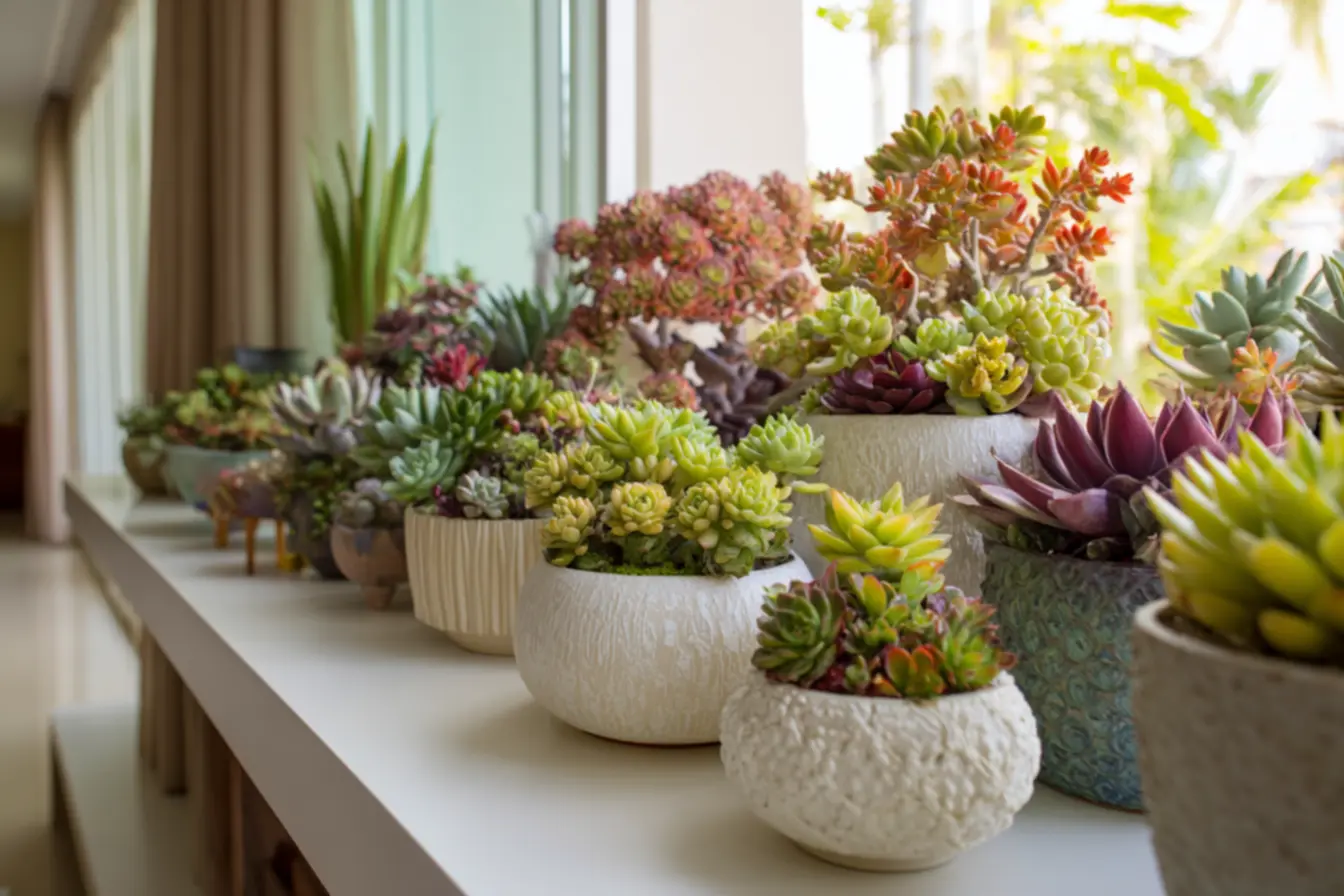 Coleção de suculentas vibrantes