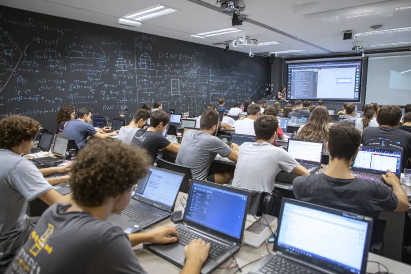 Estudantes em grupo de estudo para o Vestibular FATEC