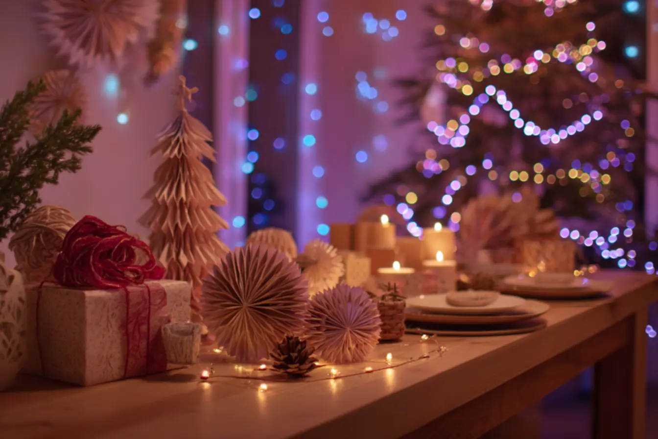 Guirlanda reutilizada para decoração de natal barata