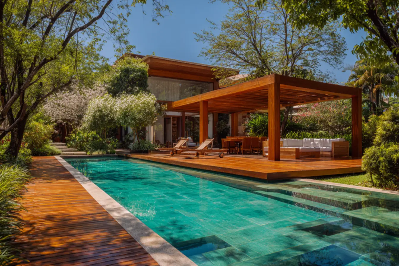 Projeto arquitetônico de chácara com design moderno