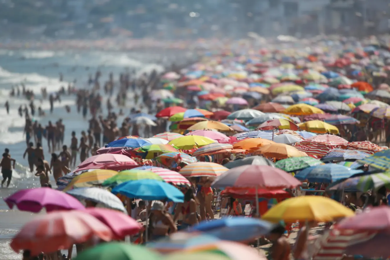 Família aproveitando o sol em dia quente