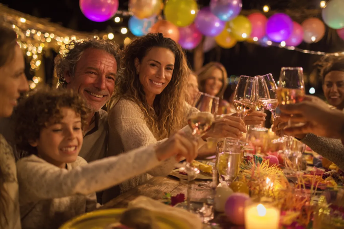 Fogos de artifício iluminando a noite de Ano Novo