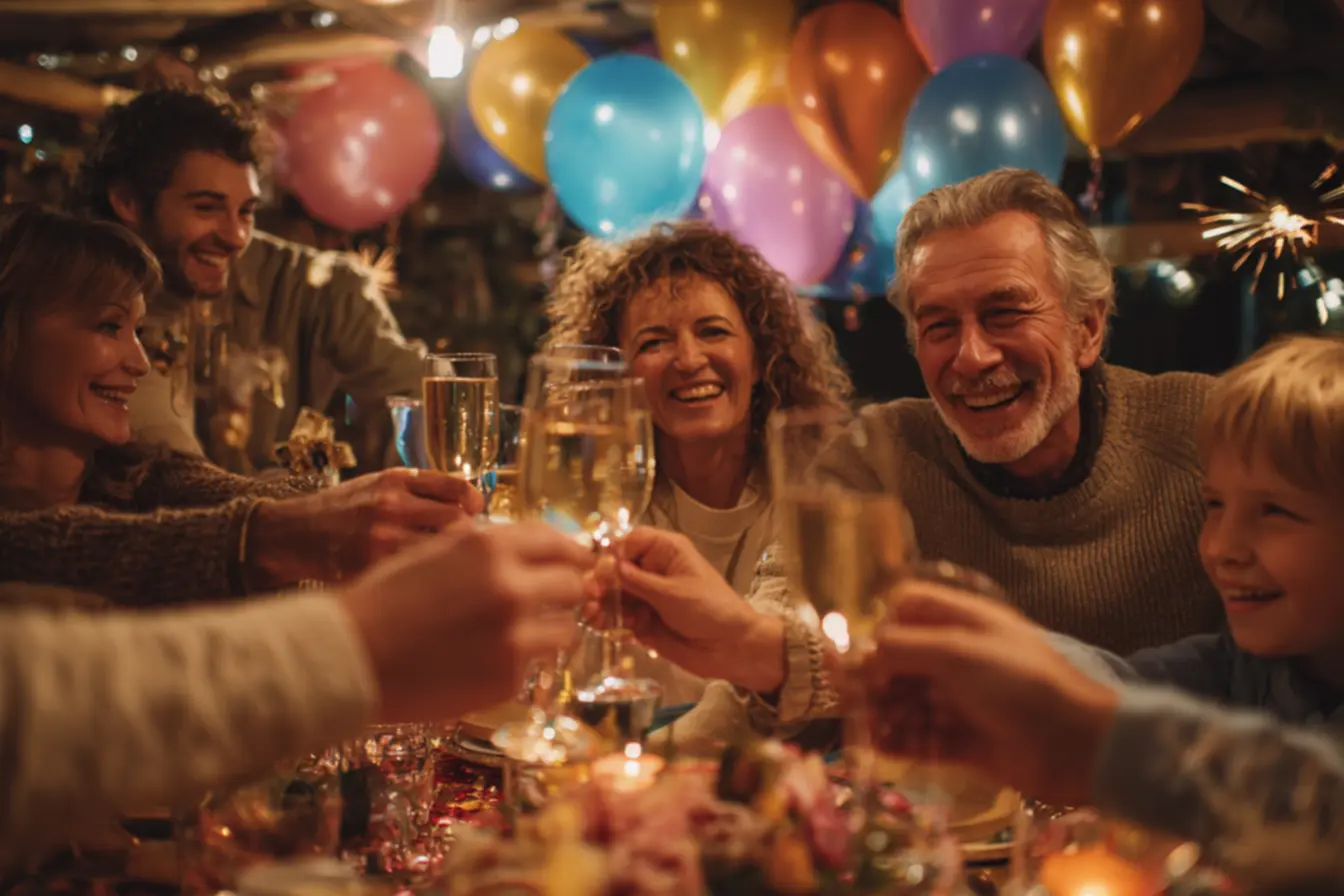 Pessoas brindando em uma festa de Réveillon