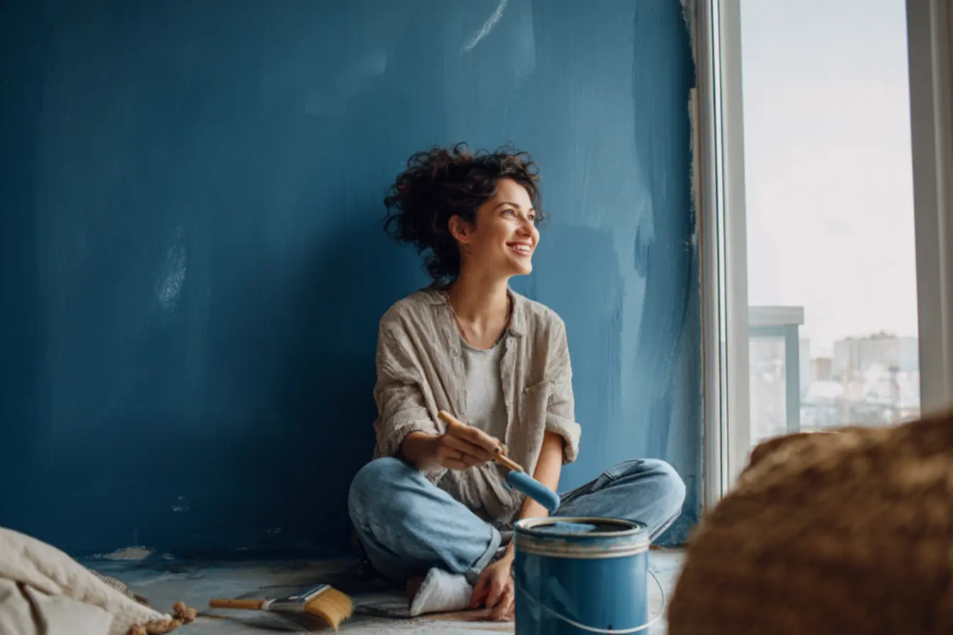 Preparando a parede para pintura, garantindo aderência da tinta.