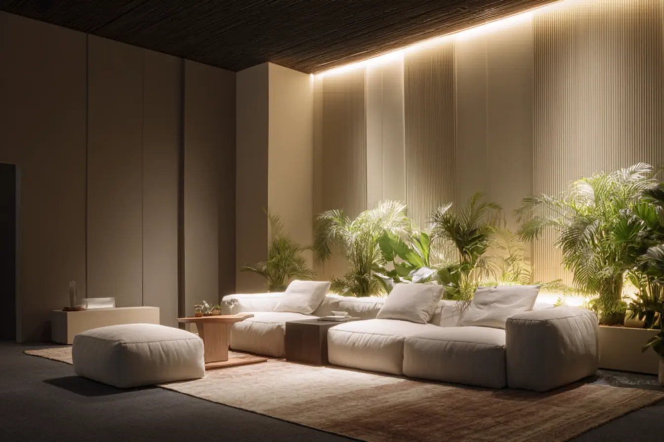 Sala de estar com cores vibrantes e design moderno