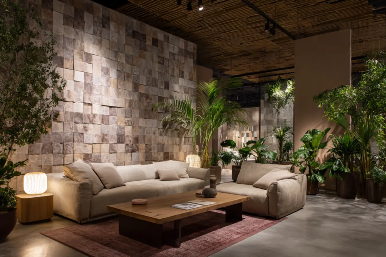 Jardim vertical exuberante em ambiente interno