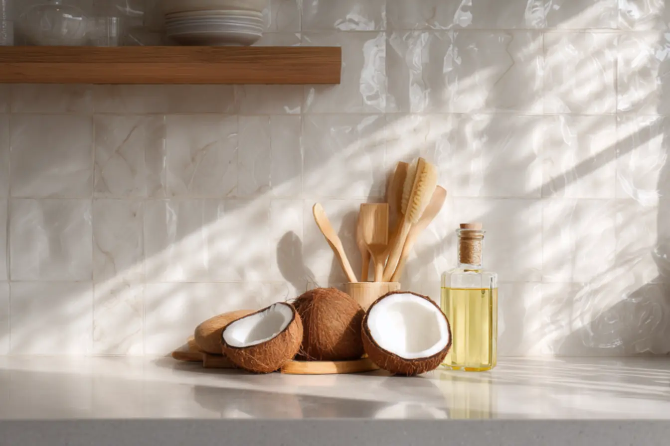 Casa brilhando após a limpeza com óleo de coco