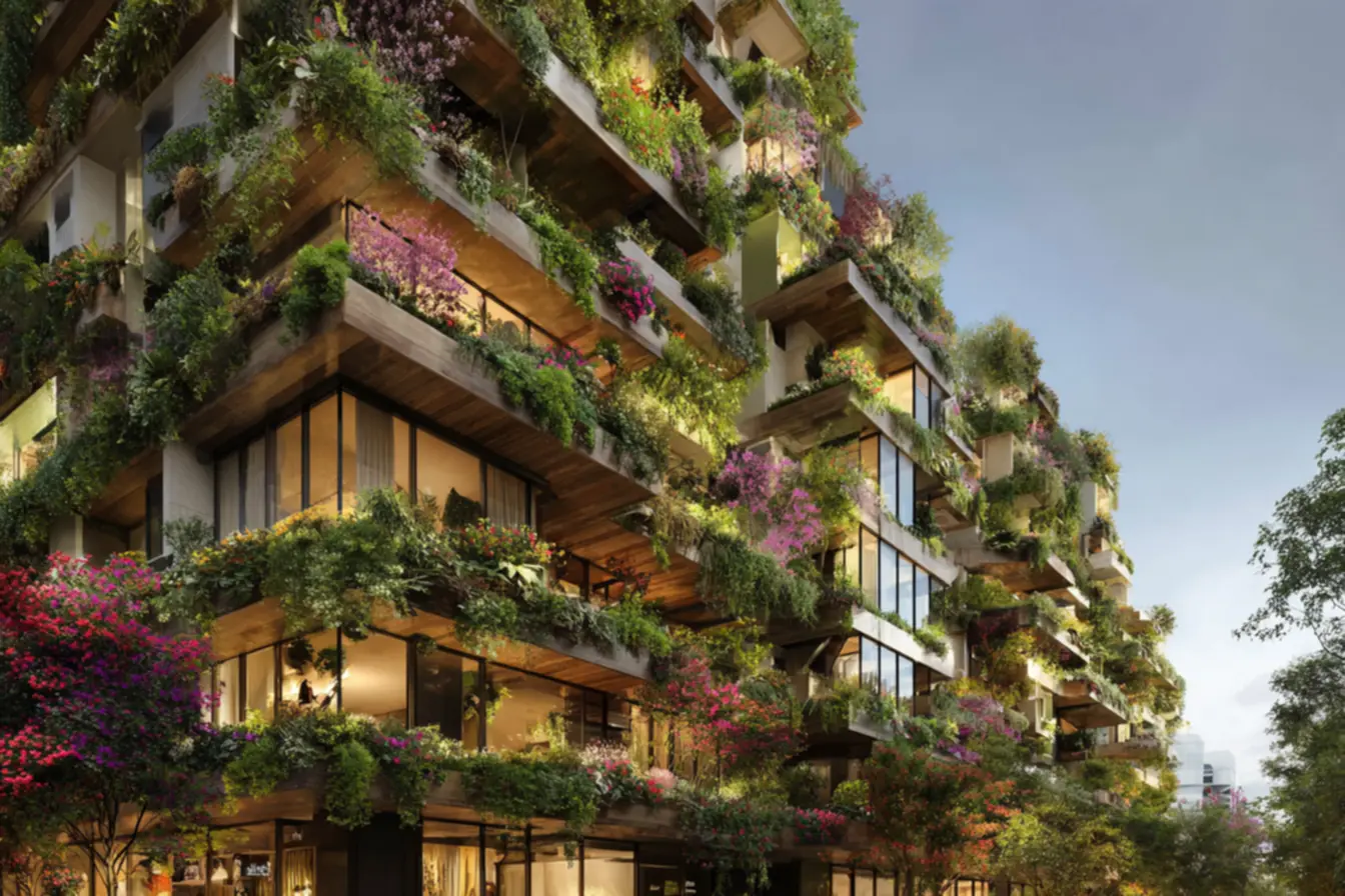 Jardins verticais em prédios urbanos