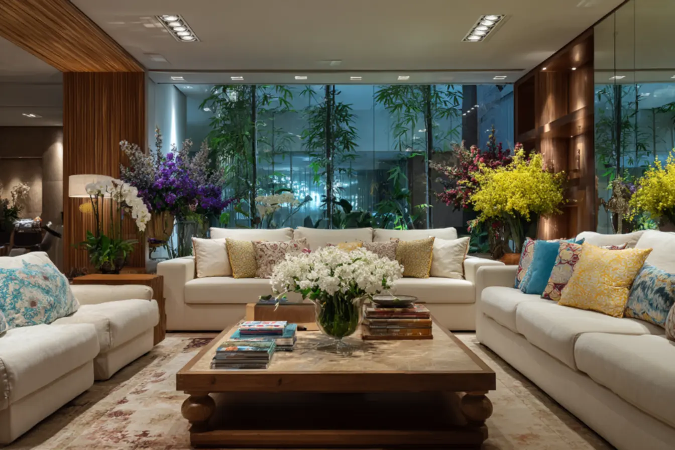 Ambiente minimalista com decoração clean e elegante.