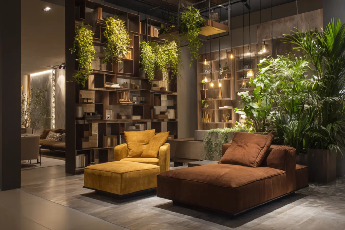 Ambiente com cores vibrantes e decoração moderna