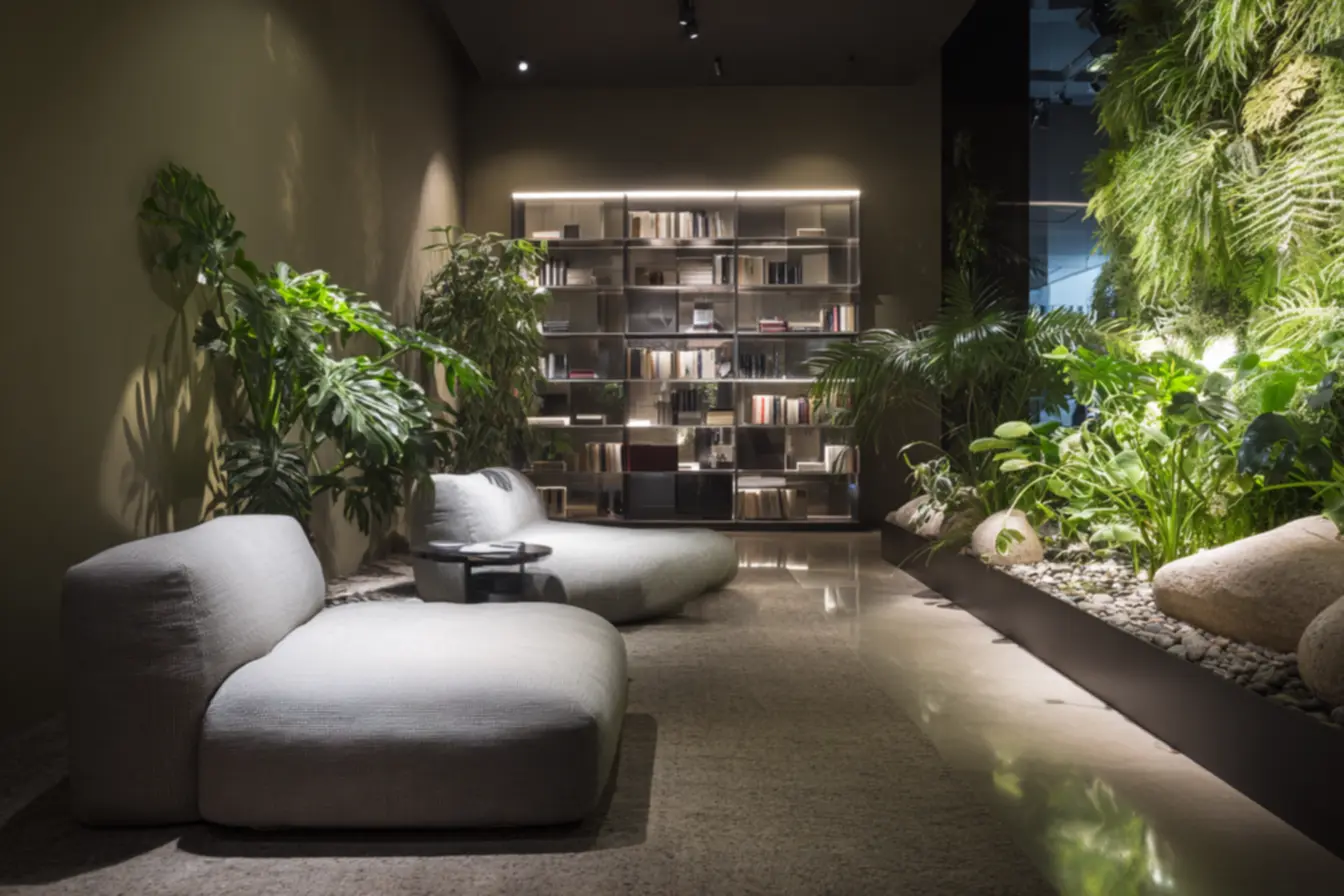 Iluminação inteligente em sala de estar moderna