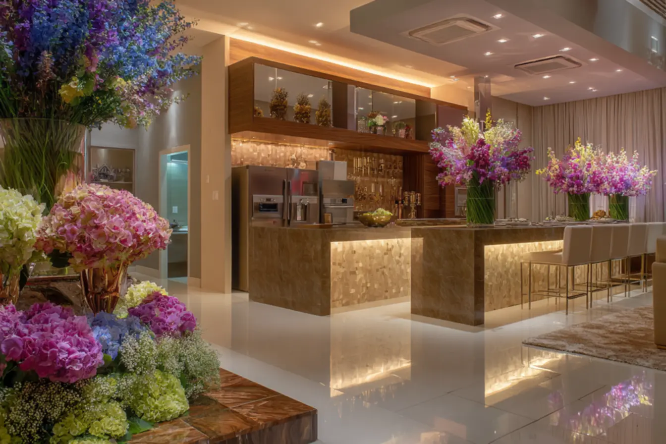 Bancada de cozinha com design exclusivo em porcelanato líquido