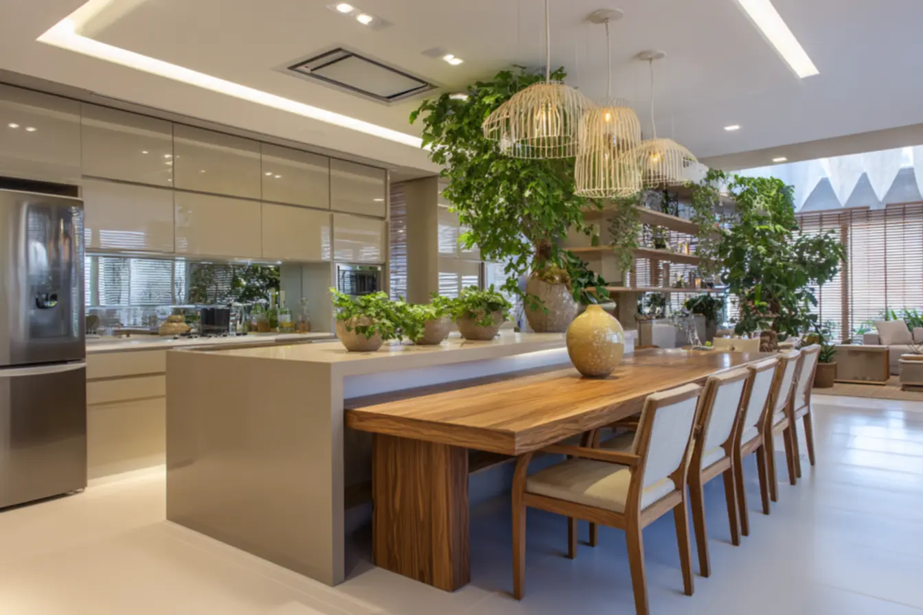 Projeto de cozinha com sala americana para apartamento pequeno