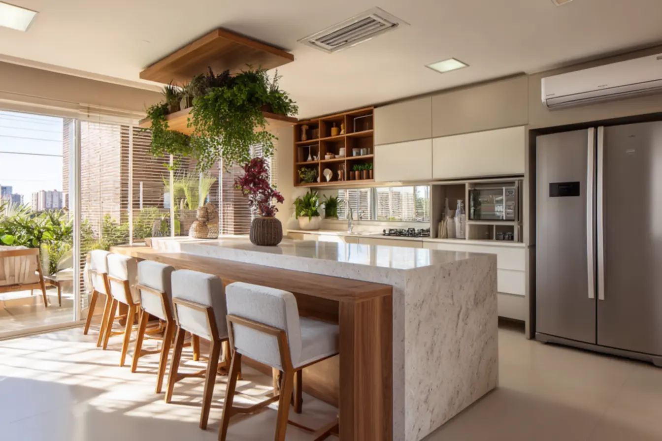 Móveis planejados para cozinha com sala americana