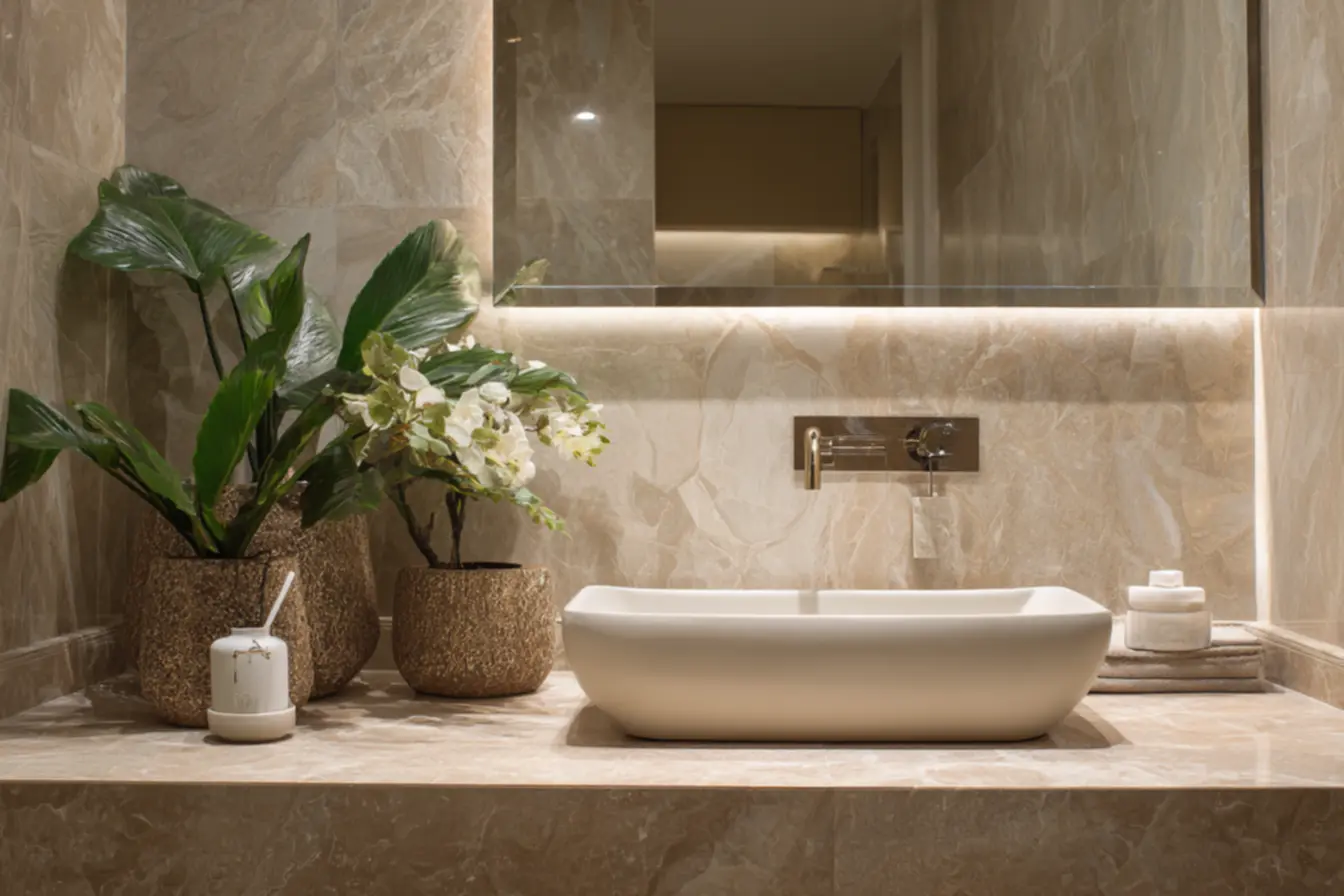 Nichos embutidos no banheiro para otimizar espaço