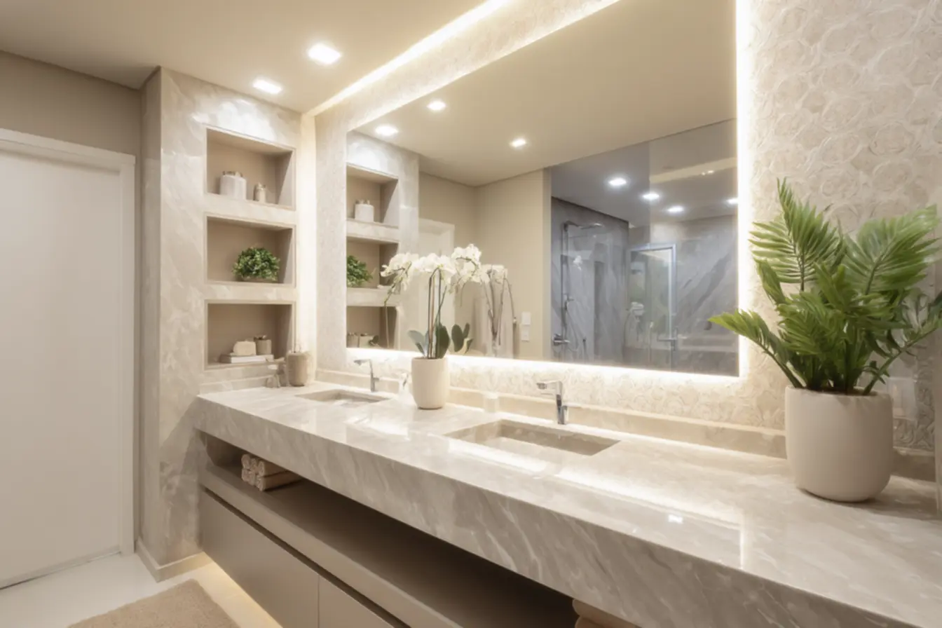 Nichos de banheiro modernos com iluminação