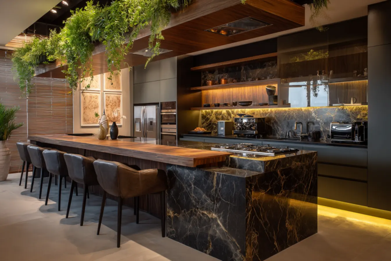 Ilha para cozinha com bancada de granito