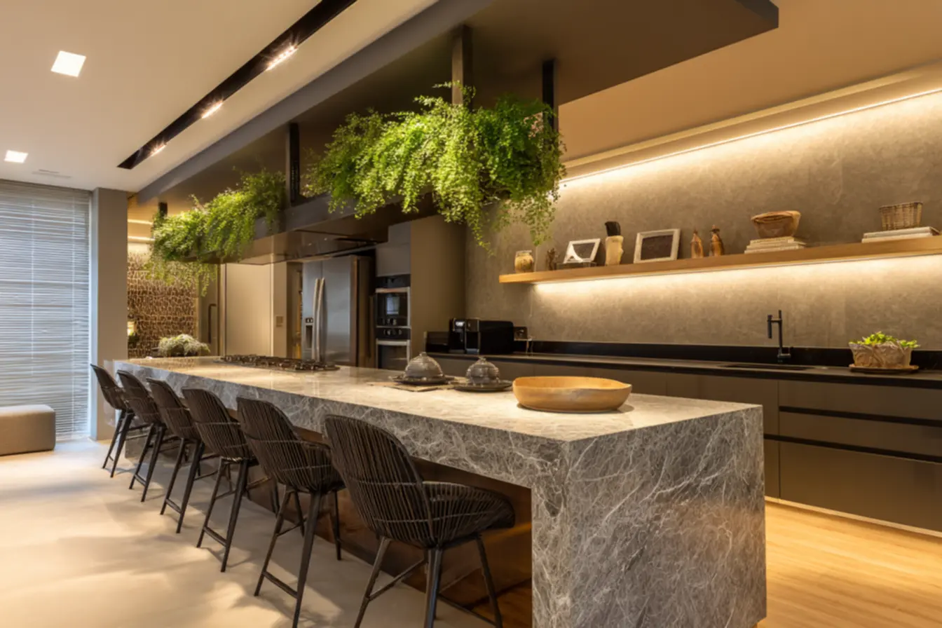 Design moderno de ilha para cozinha