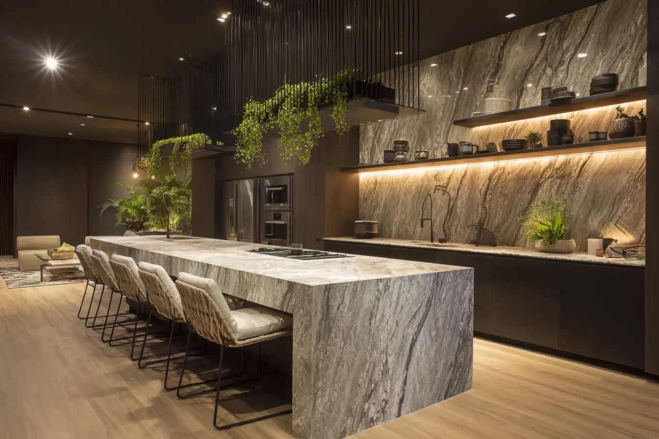 Ilha para cozinha moderna com cooktop