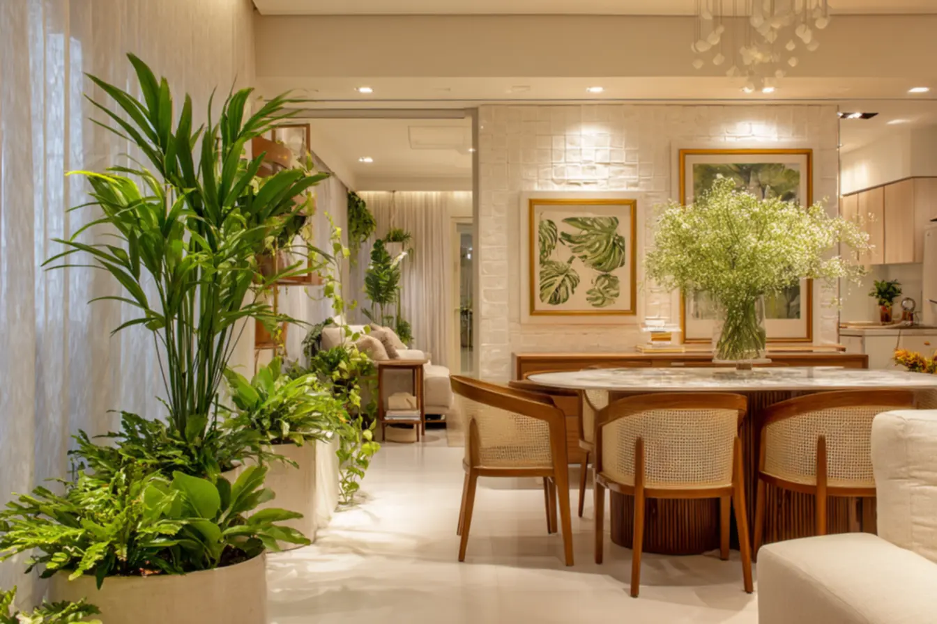 Sala de apartamento com decoração moderna e elegante