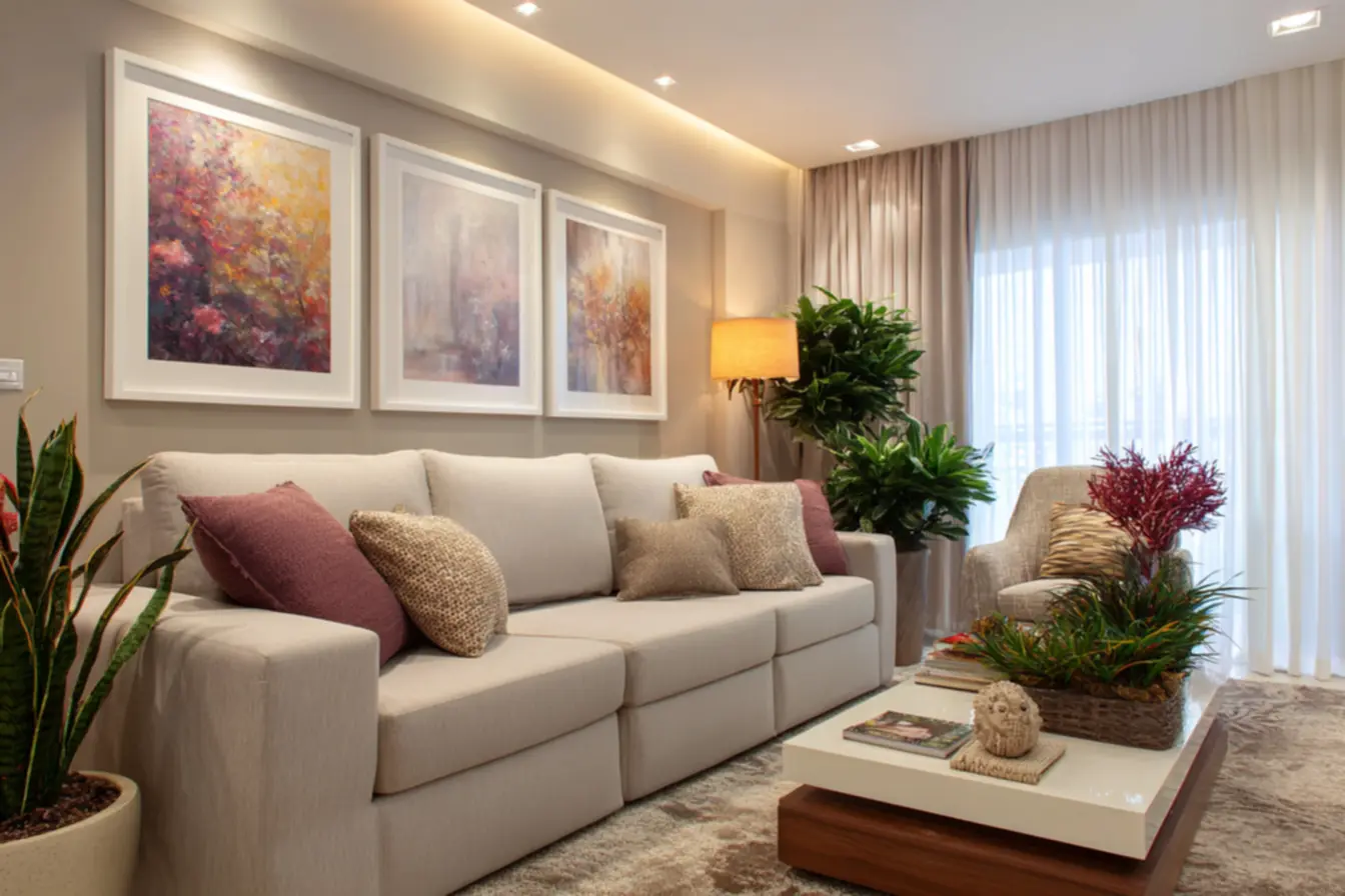 Cores neutras em design de apartamento clean