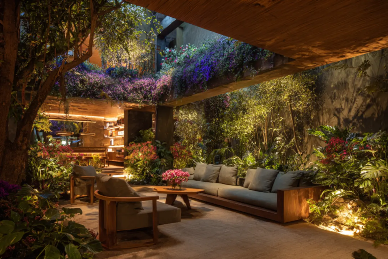 Cobertura retrátil para quintal com controle de luz e ventilação