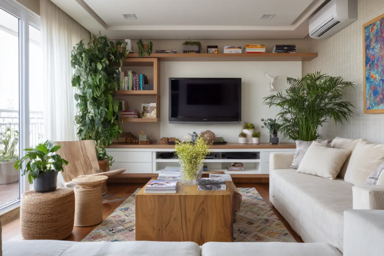 Plantas e objetos decorativos para personalizar a sala