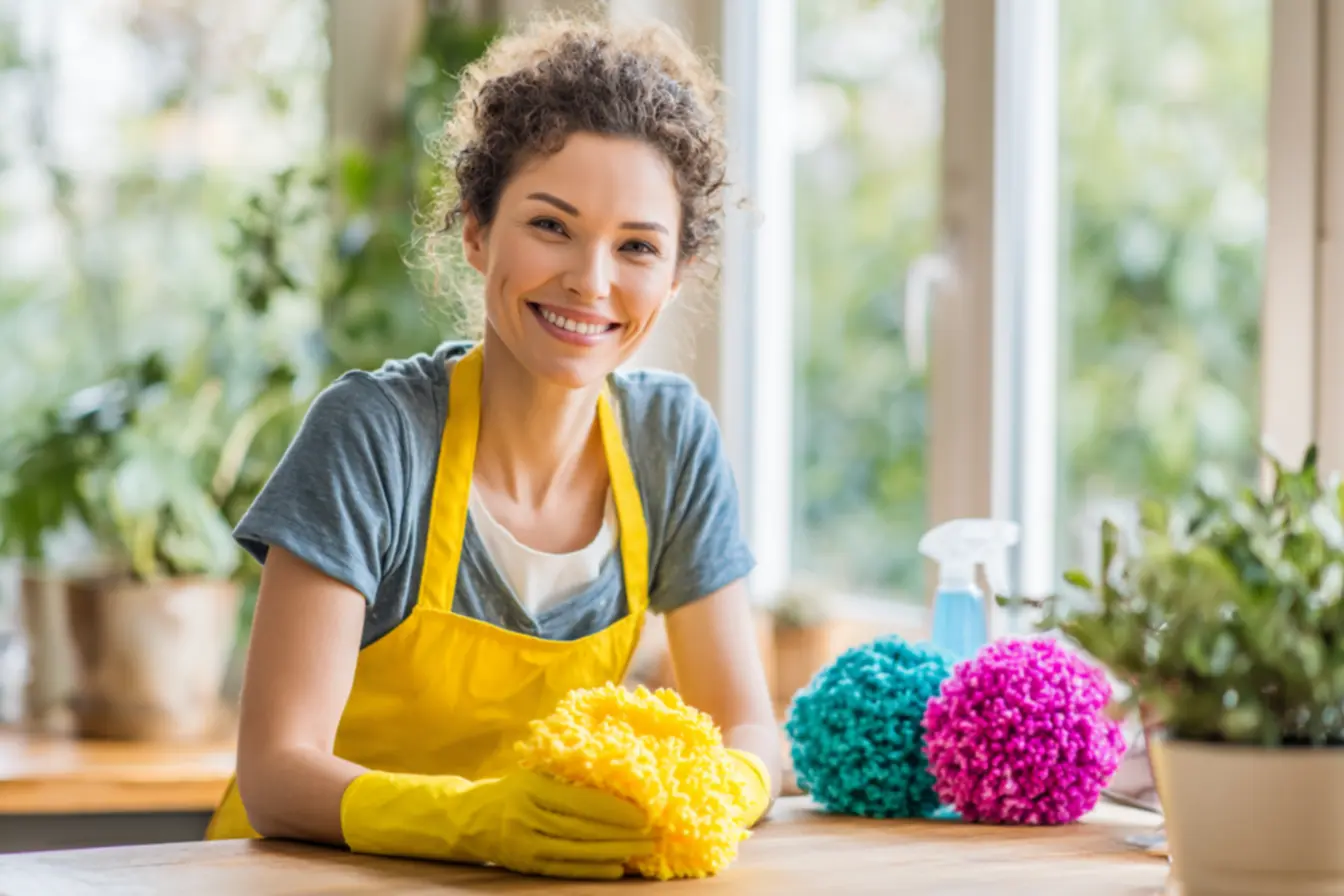 Pessoa realizando uma limpeza rápida e eficiente, mantendo a casa organizada no dia a dia. Chega de limpar do jeito errado, adote a manutenção contínua.