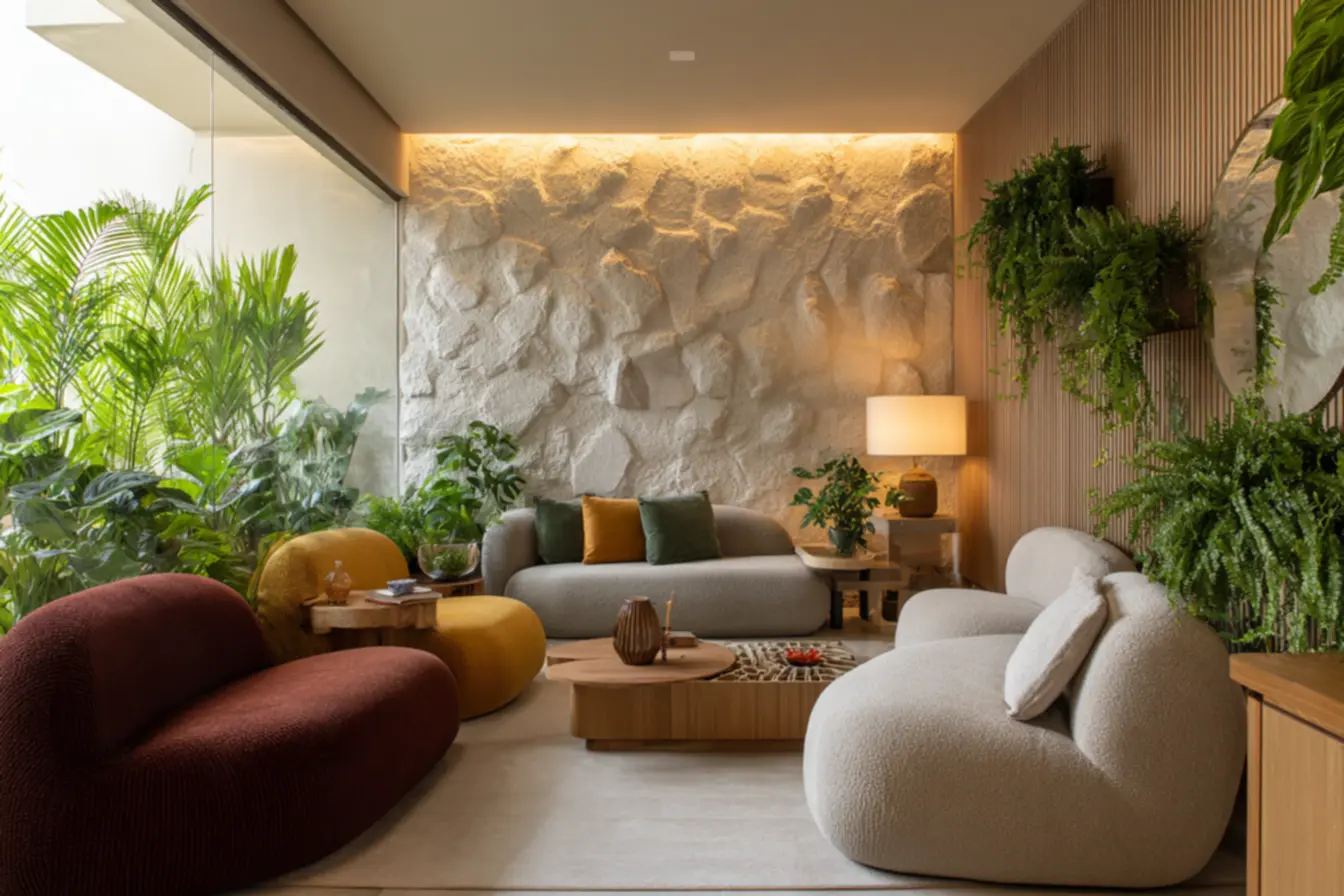 Adeus sofá tradicional: Sala moderna com sofá modular cinza, otimizando o espaço com flexibilidade.