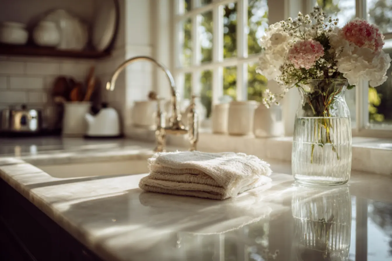 Detalhamento de barreira anti-respingo e organização na cozinha