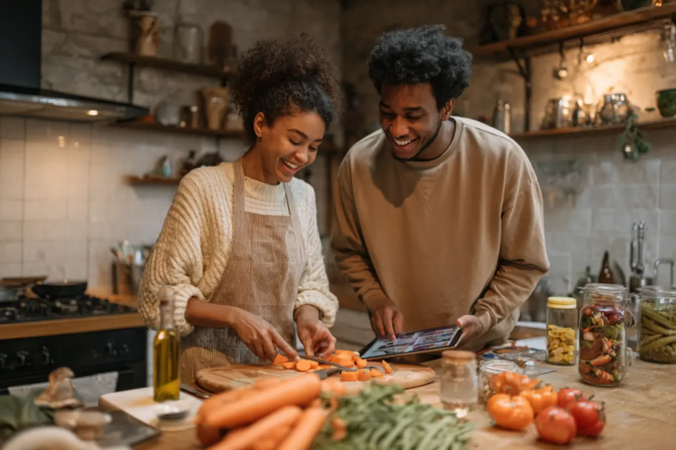 Gotas de água pingando de uma torneira e uma lâmpada LED, representando a economia de água e luz em casa