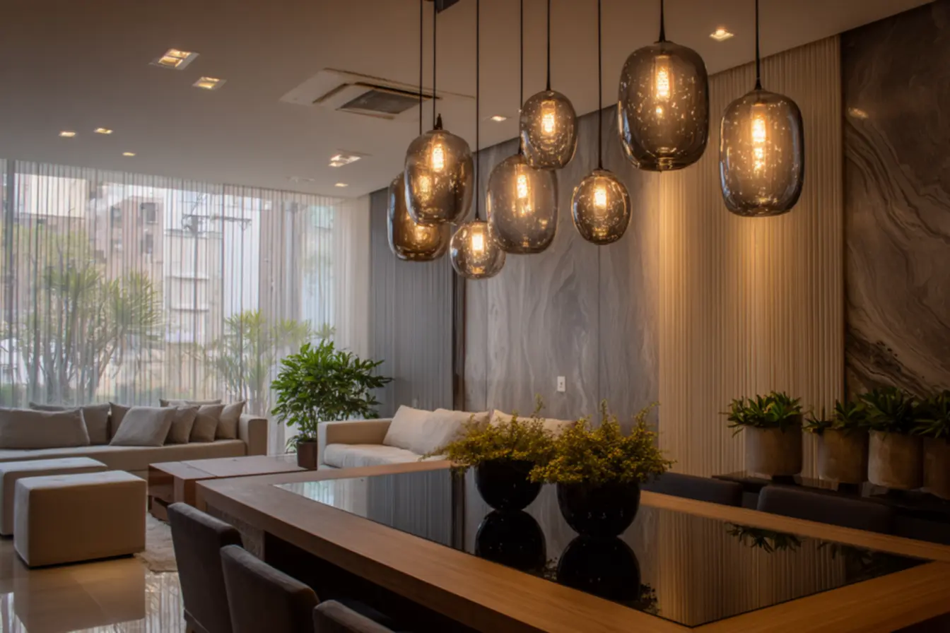 Detalhe de sanca de gesso iluminada, mostrando a revolução na iluminação e o adeus lustre central