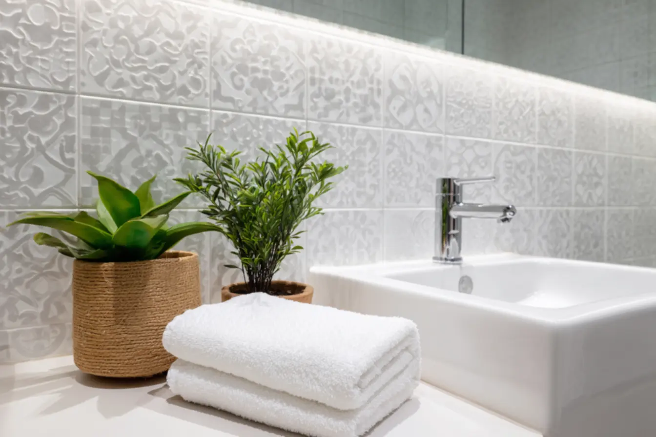 Mulher limpando rejunte de banheiro com escova, solução eficaz contra sujeira