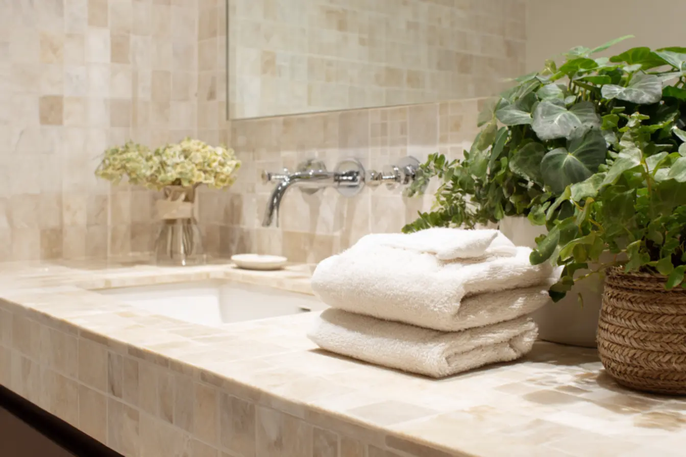 Rejunte limpo e brilhante após aplicação de selante, prevenção de sujeira