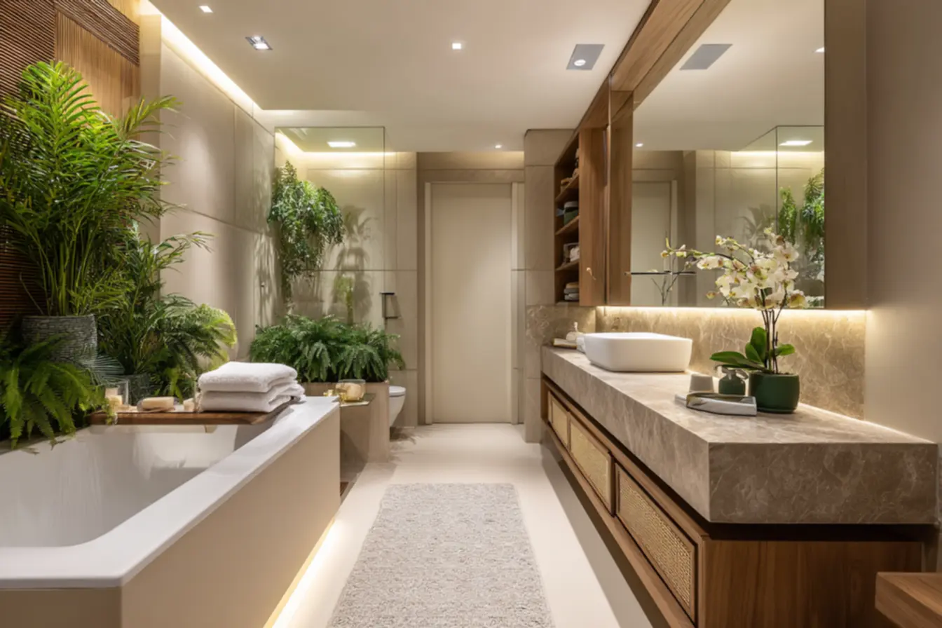 Detalhe de um tapete de diatomita de secagem rápida, essência da modernidade e funcionalidade.