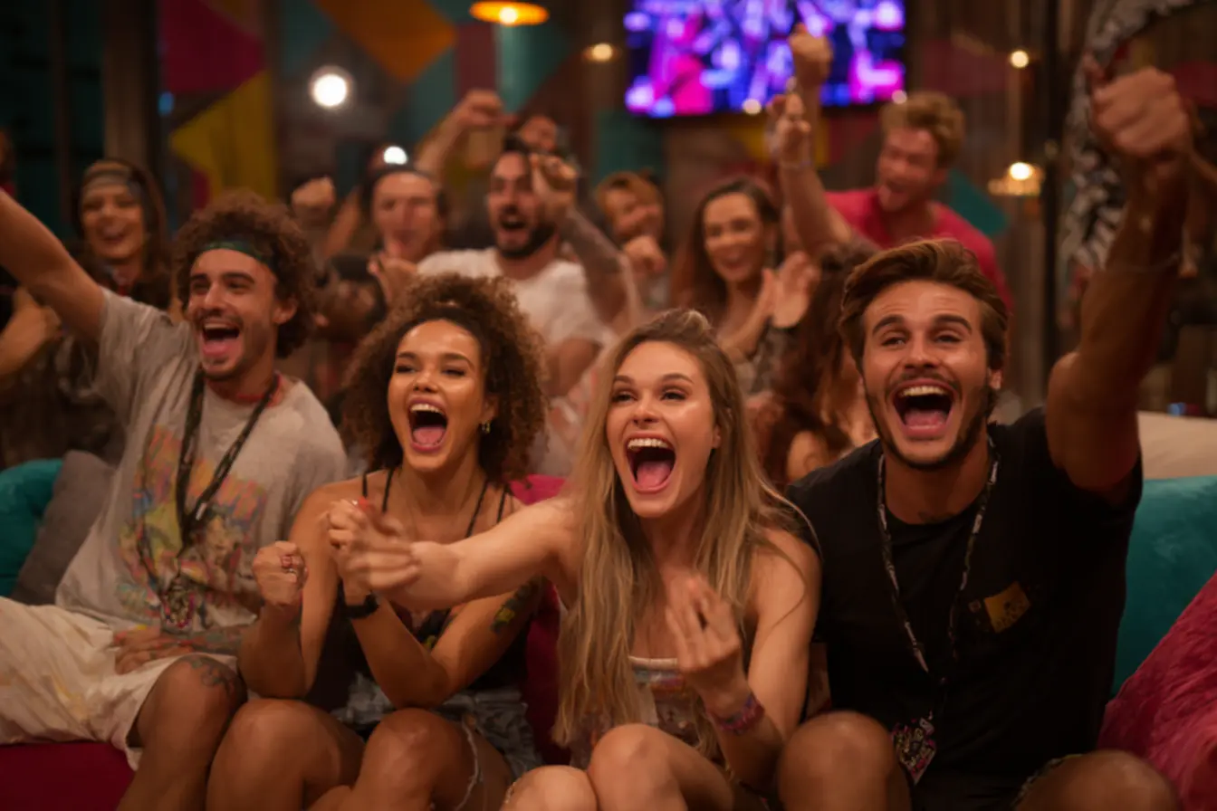 Apresentador do BBB conduzindo uma prova.