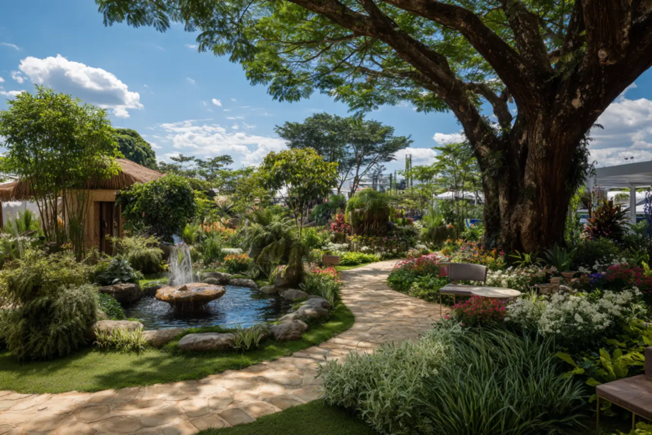 Design de jardim com plantas nativas e tolerantes à seca, beleza sustentável.