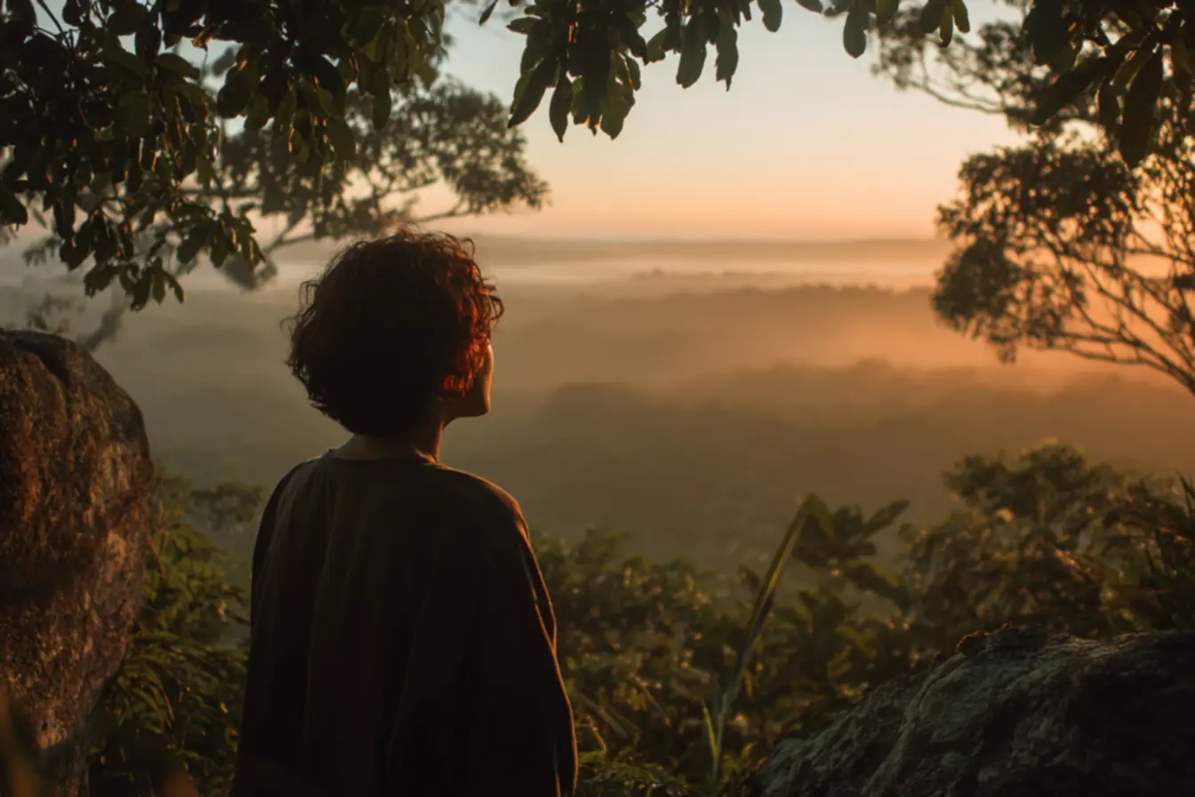 Mãos construindo uma base sólida de blocos, simbolizando a força dos princípios duradouros contra as tendências passageiras.