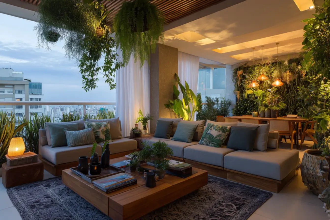 Home office criativo na varanda, aumentando produtividade e conexão com a natureza. Chega de varanda sem graça.